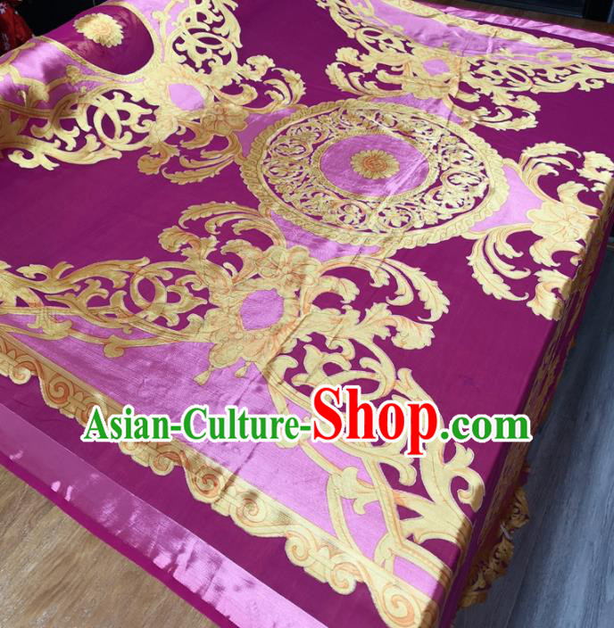 Traditional Chinese Royal Pattern Design Purple Brocade Silk Fabric Asian Satin Material