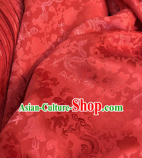 Traditional Chinese Royal Peony Pattern Design Red Brocade Silk Fabric Asian Satin Material