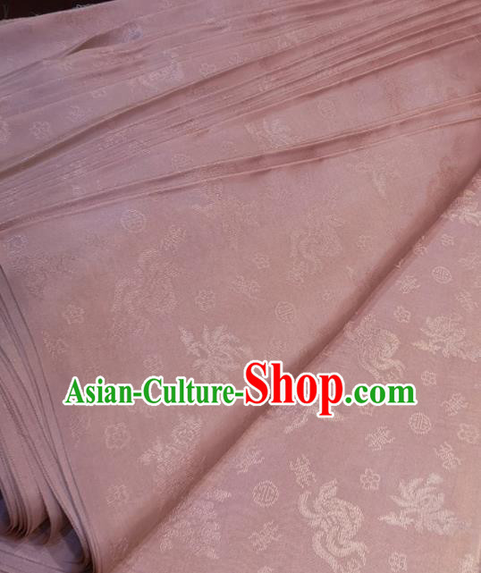 Traditional Chinese Royal Pattern Design Light Pink Brocade Silk Fabric Asian Satin Material
