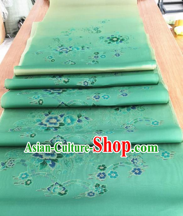 Chinese Traditional Pattern Design Green Silk Fabric Brocade Asian Satin Material