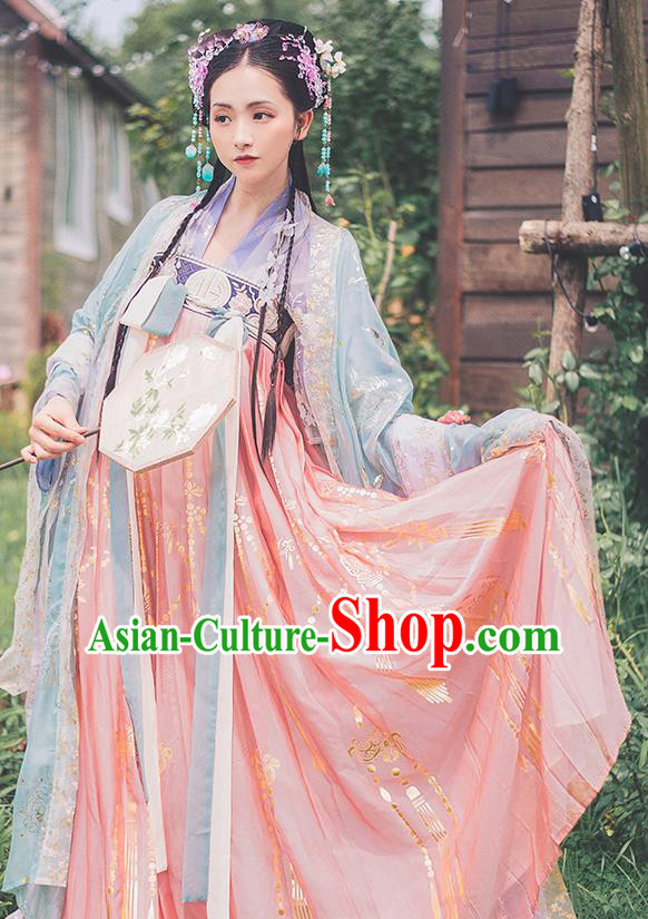 Traditional Chinese Tang Dynasty Court Princess Hanfu Dress Ancient Goddess Replica Costumes for Women