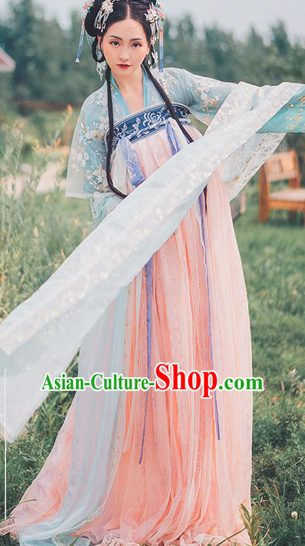 Traditional Chinese Tang Dynasty Palace Hanfu Dress Ancient Court Princess Replica Costumes for Women