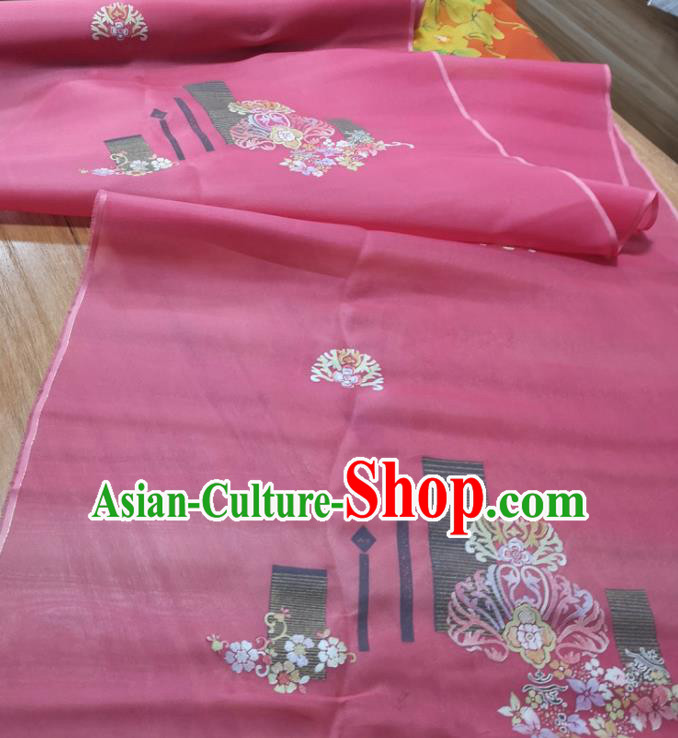 Chinese Traditional Peach Blossom Pattern Design Rosy Silk Fabric Brocade Asian Satin Material