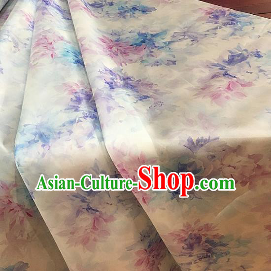 Chinese Traditional Peony Pattern Design Beige Silk Fabric Brocade Asian Satin Material