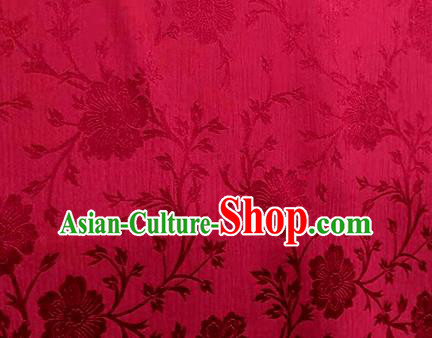 Chinese Traditional Flowers Pattern Design Wine Red Satin Brocade Fabric Asian Silk Material