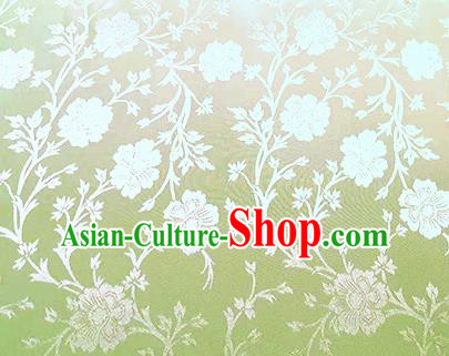 Chinese Traditional Flowers Pattern Design Yellow Satin Brocade Fabric Asian Silk Material