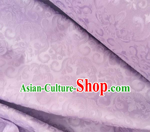 Chinese Traditional Pattern Design Lilac Satin Hanfu Brocade Fabric Asian Silk Material