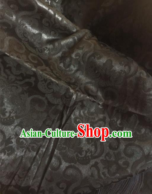 Chinese Traditional Scroll Pattern Design Black Satin Hanfu Brocade Fabric Asian Silk Material
