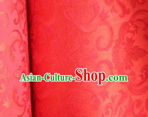 Chinese Traditional Scroll Pattern Design Red Satin Hanfu Brocade Fabric Asian Silk Material