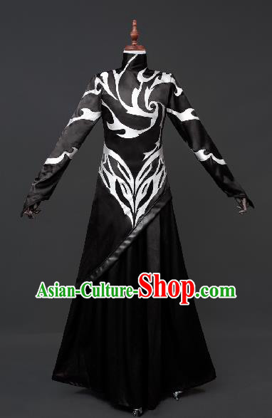 Chinese Ancient Drama Cosplay Taoist Priest Shen Gongbao Black Clothing Traditional Hanfu Swordsman Costume for Men