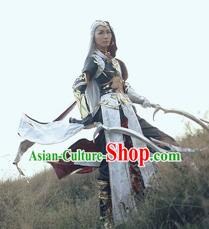 Chinese Ancient Cosplay Knight White Clothing Traditional Hanfu Swordsman Costume for Men