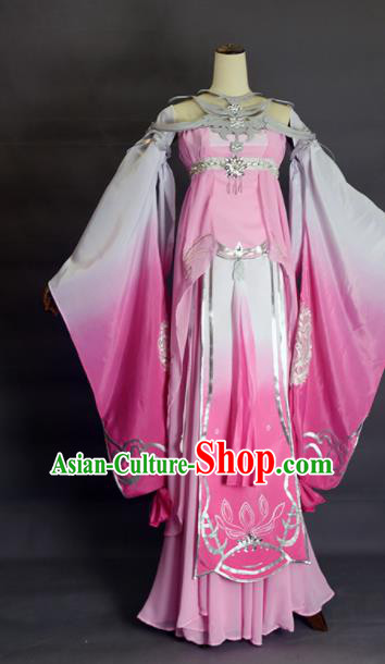 Chinese Ancient Cosplay Peri Pink Dress Traditional Hanfu Female Swordsman Costume for Women