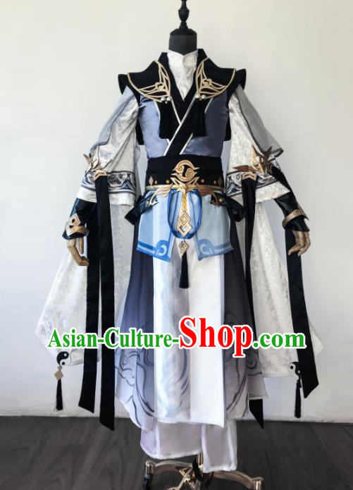 Chinese Ancient Drama Cosplay Taoist General Clothing Traditional Hanfu Swordsman Costume for Men