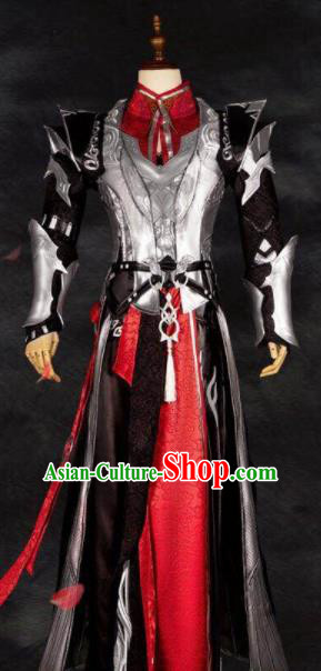 Chinese Ancient Drama Cosplay General Red Armor Clothing Traditional Hanfu Swordsman Costume for Men