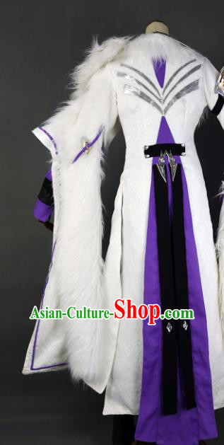 Chinese Ancient Cosplay Royal Highness Knight Purple Clothing Traditional Hanfu Swordsman Costume for Men