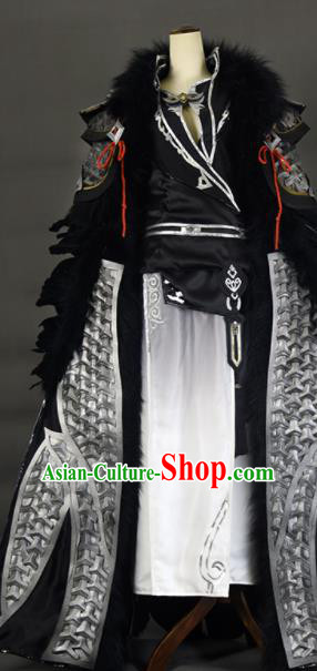 Chinese Ancient Cosplay Knight King Black Clothing Traditional Hanfu Swordsman Costume for Men