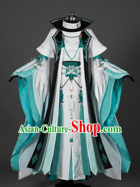 Chinese Ancient Cosplay Female General Heroine Green Dress Traditional Hanfu Swordsman Costume for Women