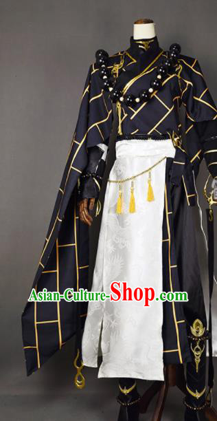 Chinese Ancient Cosplay Knight Monk Black Clothing Traditional Hanfu Swordsman Costume for Men