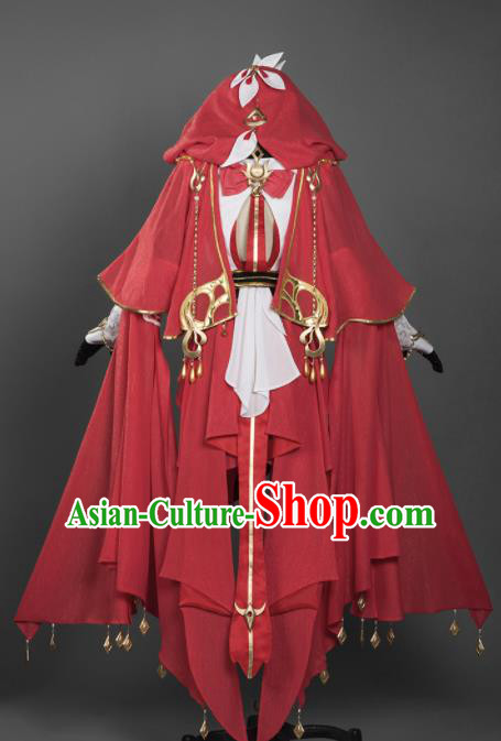 Chinese Ancient Cosplay Female General Heroine Red Dress Traditional Hanfu Princess Swordsman Costume for Women