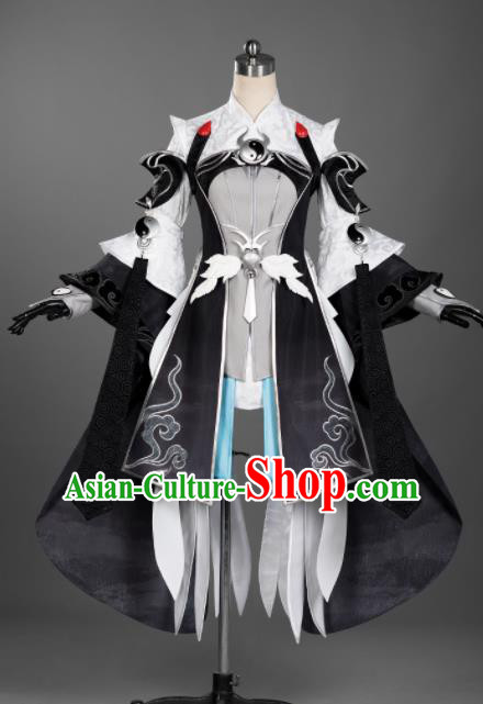 Chinese Ancient Cosplay Taoist Nun Female Knight Black Dress Traditional Hanfu Princess Swordsman Costume for Women