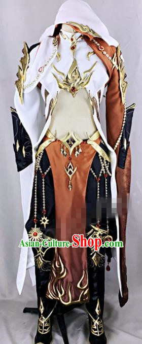 Chinese Ancient Drama Cosplay Young Knight Brown Clothing Traditional Hanfu Swordsman Costume for Men