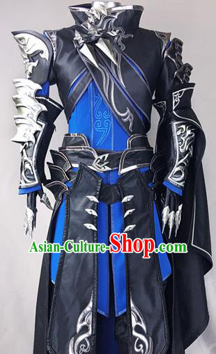 Chinese Ancient Drama Cosplay General Black Armor Clothing Traditional Hanfu Swordsman Costume for Men