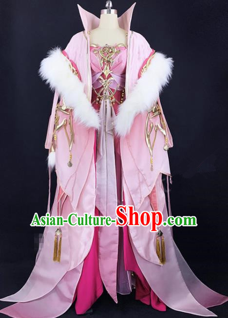 Chinese Ancient Cosplay Imperial Consort Pink Dress Traditional Hanfu Female Swordsman Costume for Women