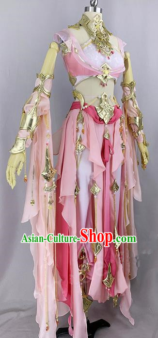 Chinese Ancient Cosplay Young Heroine Pink Dress Traditional Hanfu Female Swordsman Costume for Women