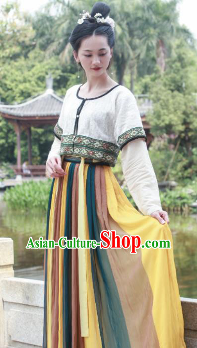 Chinese Traditional Tang Dynasty Replica Costumes Ancient Court Maidservants Hanfu Dress for Women