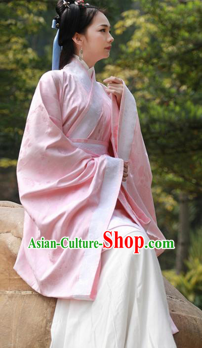 Chinese Traditional Han Dynasty Court Princess Replica Costumes Ancient Palace Lady Curving Front Robe Hanfu Dress for Women