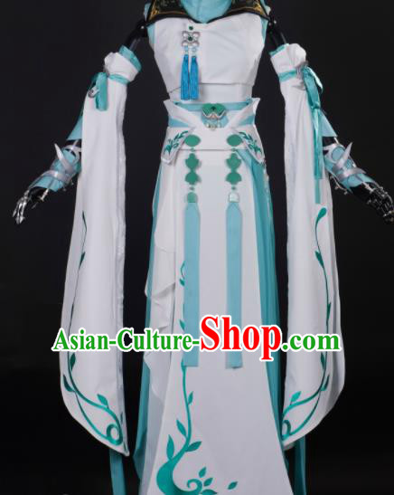 Chinese Ancient Cosplay Fairy Princess White Dress Traditional Hanfu Female Knight Swordsman Costume for Women