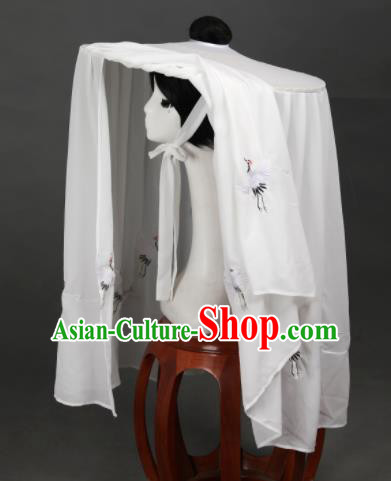 Chinese Ancient Cosplay Hanfu Bamboo Hat Traditional Handmade Swordsman White Veil Hat for Women