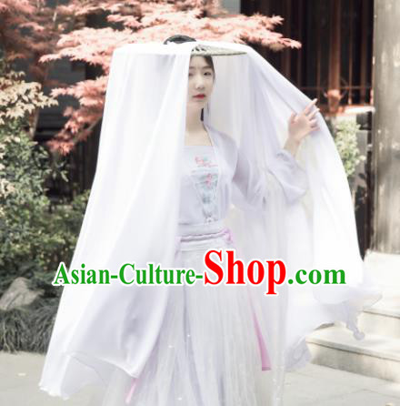 Chinese Ancient Cosplay Princess Hanfu Bamboo Hat Traditional Handmade Swordsman Red Veil Hat for Women