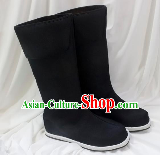 Asian Chinese Ancient Taoist Priest Black Shoes Swordsman Boots Traditional Hanfu Shoes for Men