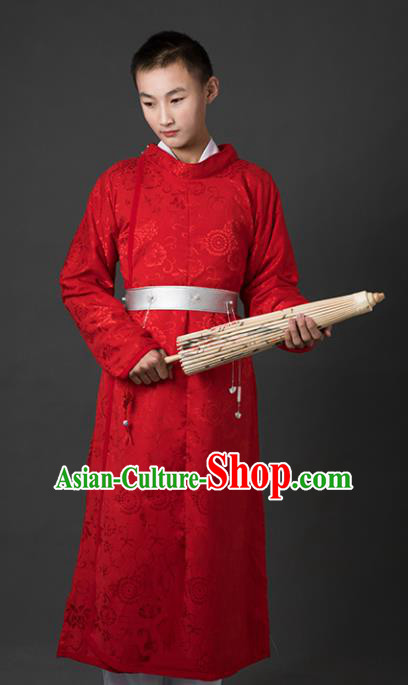 Chinese Ancient Drama Cosplay Imperial Bodyguard Red Clothing Traditional Hanfu Swordsman Costume for Men