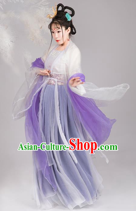 Chinese Traditional Tang Dynasty Imperial Consort Replica Costumes Ancient Goddess Chang E Hanfu Dress for Women