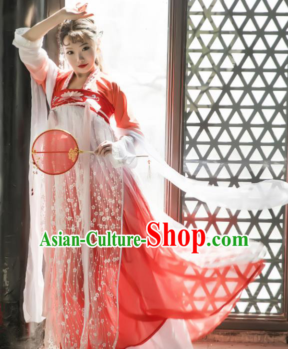 Chinese Traditional Tang Dynasty Palace Princess Replica Costumes Ancient Goddess Hanfu Dress for Women