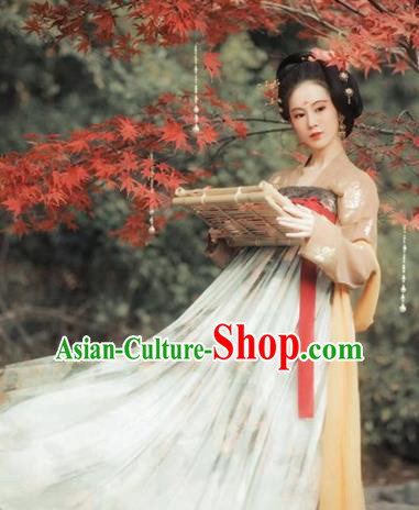 Chinese Traditional Tang Dynasty Court Princess Replica Costumes Ancient Imperial Consort Hanfu Dress for Women