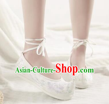 Asian Chinese Classical Dance Embroidered Shoes Traditional Hanfu Melaleuca End Shoes National Cloth Shoes for Women