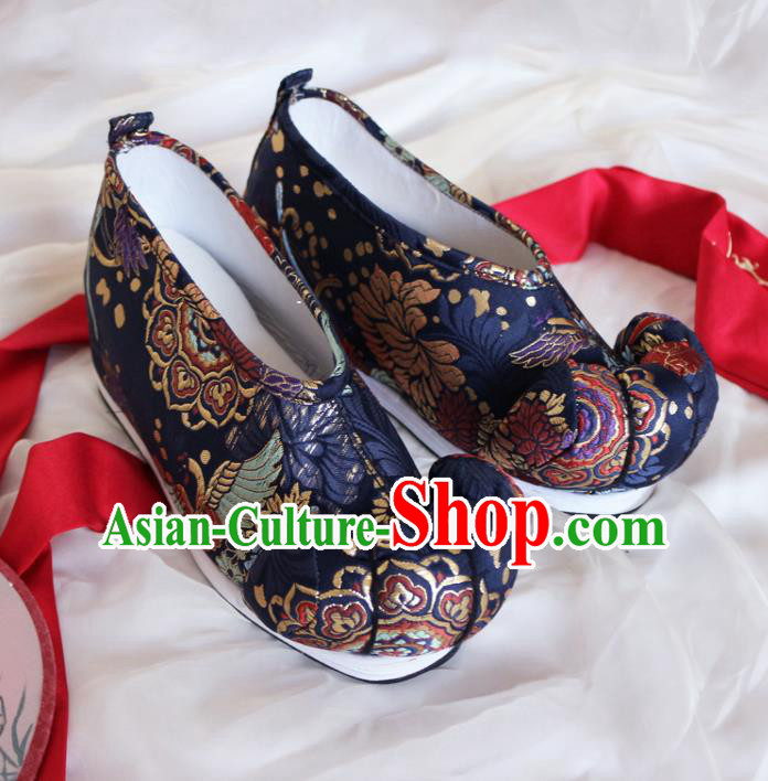 Asian Chinese Traditional Embroidered Shoes Ancient Princess Navy Shoes Hanfu Shoes for Women