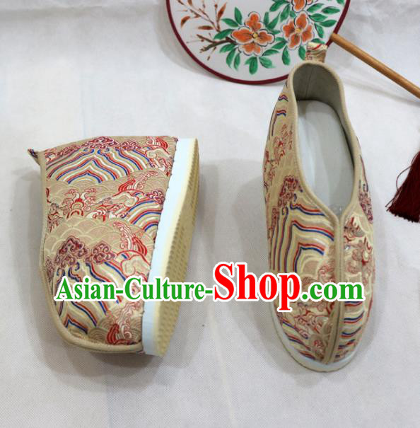 Asian Chinese Traditional Golden Blood Stained Shoes Ancient Princess Wedding Shoes Hanfu Shoes for Women