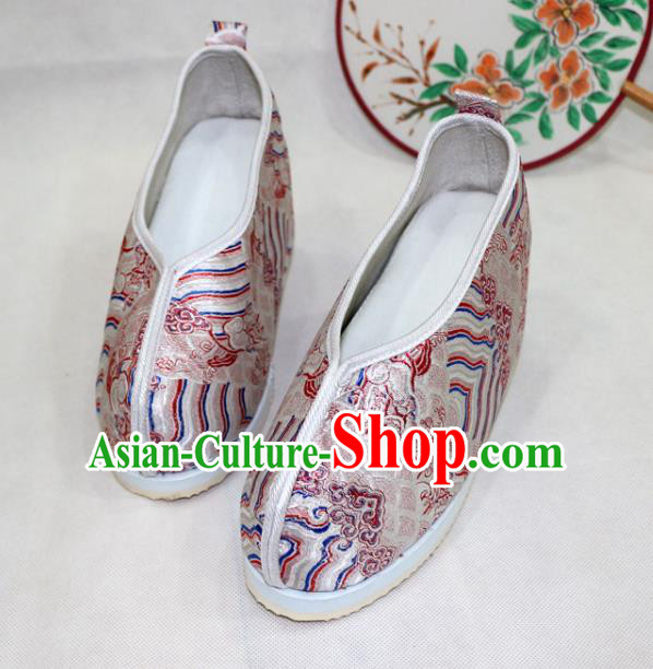 Asian Chinese Traditional Pink Blood Stained Shoes Ancient Princess Wedding Shoes Hanfu Shoes for Women