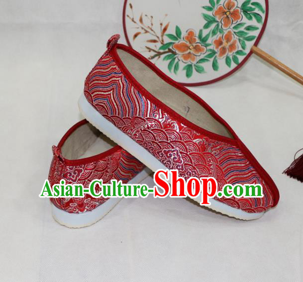 Asian Chinese Traditional Red Blood Stained Shoes Ancient Princess Wedding Shoes Hanfu Shoes for Women