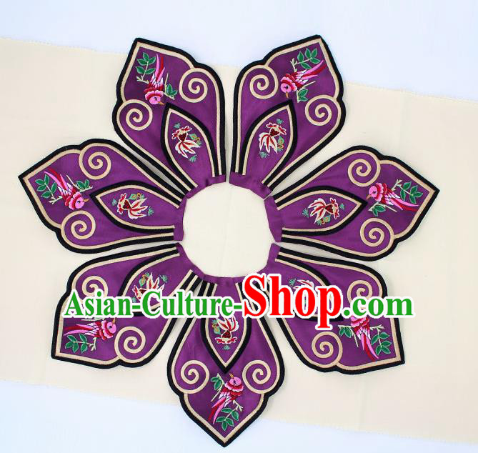 Chinese Ancient Qing Dynasty Princess Embroidery Birds Purple Shoulder Cappa Traditional Embroidered Craft for Women