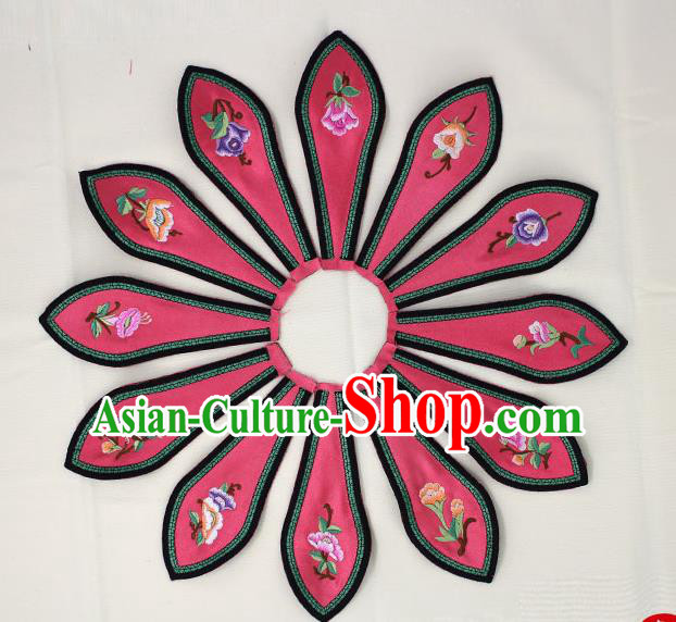 Chinese Ancient Qing Dynasty Princess Embroidered Pink Shoulder Cappa Traditional Embroidery Appliqu Craft for Women