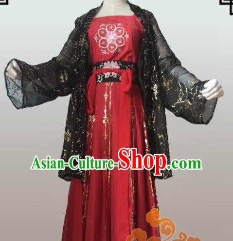 Chinese Traditional Cosplay Swordswoman Fairy Dress Custom Ancient Tang Dynasty Young Lady Costume for Women