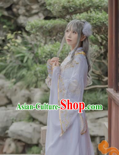 Chinese Traditional Cosplay Female Knight White Dress Custom Ancient Swordswoman Princess Costume for Women