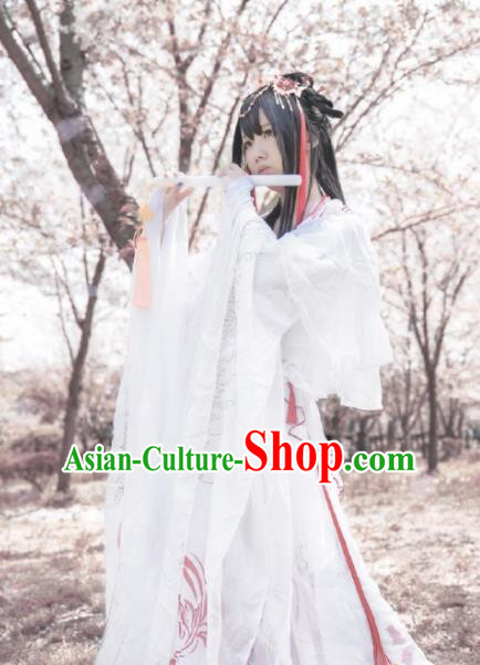 Chinese Traditional Cosplay Imperial Consort White Dress Custom Ancient Swordswoman Princess Costume for Women