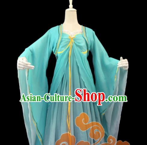 Chinese Traditional Cosplay Fairy Princess Green Dress Custom Ancient Swordswoman Costume for Women