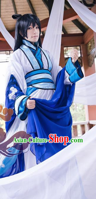 Custom Chinese Ancient Young Male Taoist Priest Clothing Traditional Cosplay Knight Swordsman Costume for Men